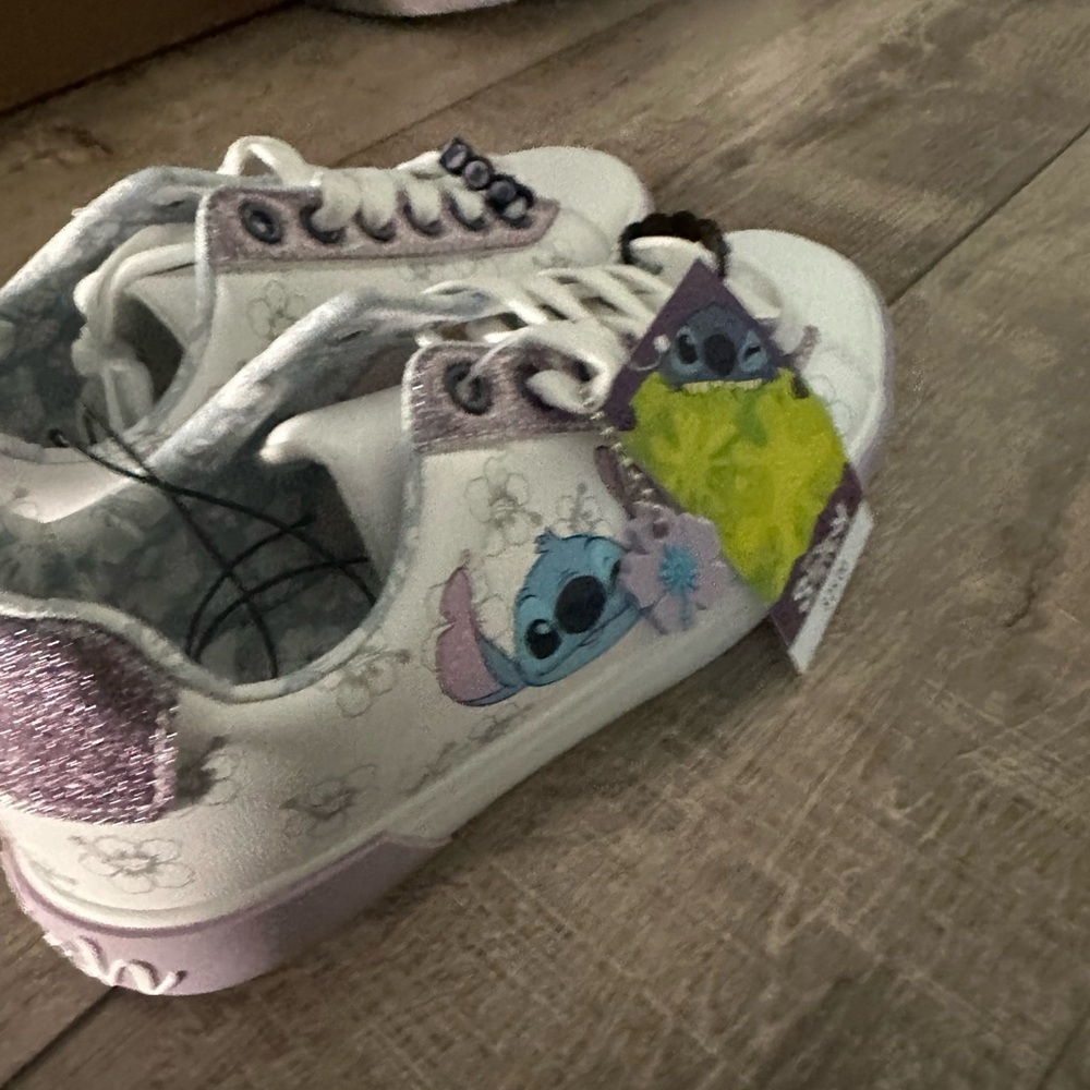 Disney White and Purple Stitch Sneakers